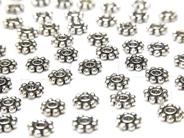 Silver 925 Rondelle Daisy 5x5x1.3mm Oxidized Finish 10pcs