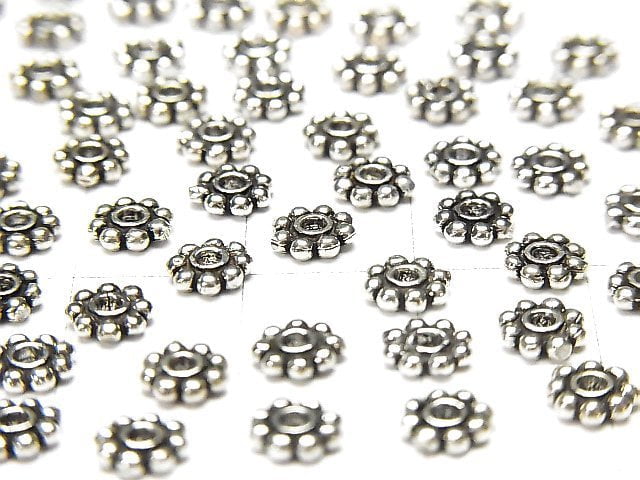 Silver925 Roundel Daisy 5x5x1.3mm Oxidized Finish 10pcs