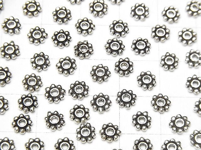 Silver925 Roundel Daisy 5x5x1.3mm Oxidized Finish 10pcs