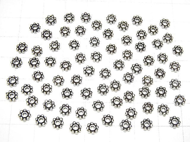 Silver925 Roundel Daisy 5x5x1.3mm Oxidized Finish 10pcs