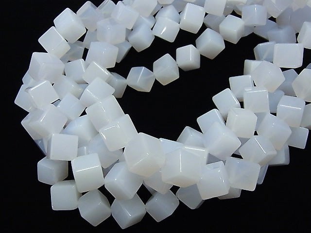 Natural Blue Chalcedony AA ++-AA + Dice 14x14x14mm half or 1strand beads (aprx.15inch / 36cm)