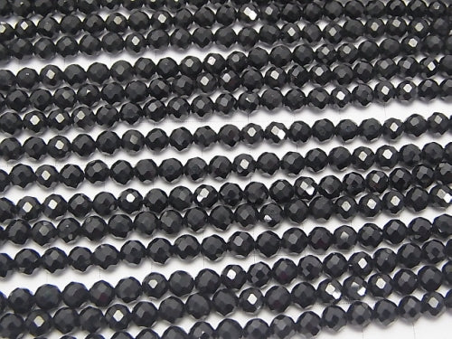 High Quality Black Spinel AAA Faceted Round 5mm 1strand beads (aprx.15inch / 37cm)