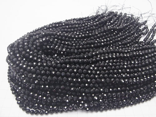 High Quality Black Spinel AAA Faceted Round 5mm 1strand beads (aprx.15inch / 37cm)