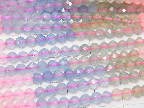 [Video] High Quality! Beryl Mix AAA Faceted Round 4mm half or 1strand beads (aprx.15inch / 38cm)