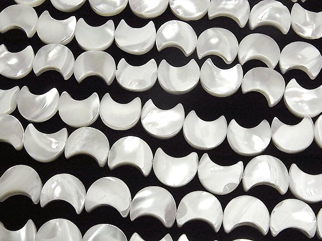 [Video]Mother of Pearl MOP White Crescent Shape 12x10x3mm 1strand beads (aprx.15inch/37cm)