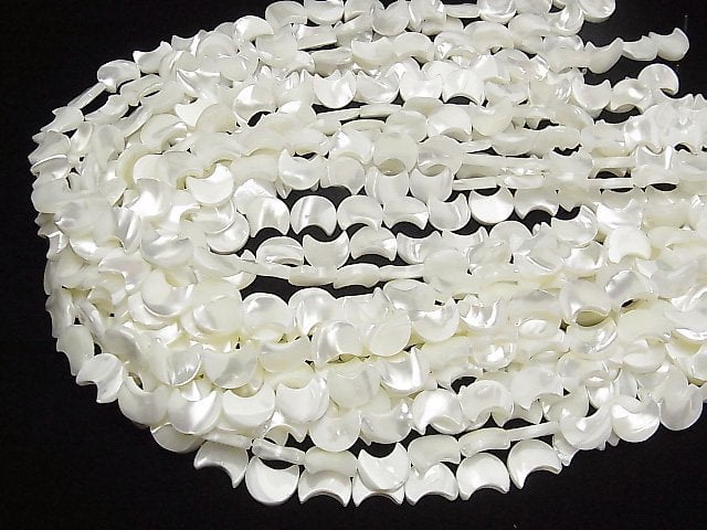 [Video]Mother of Pearl MOP White Crescent Shape 12x10x3mm 1strand beads (aprx.15inch/37cm)