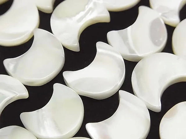 [Video] Mother of Pearl MOP White Crescent Shape 16x14x3mm 1strand beads (aprx.15inch / 38cm)