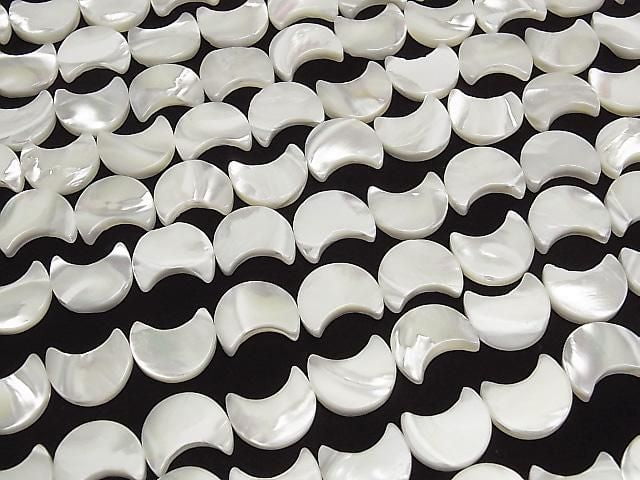 [Video] Mother of Pearl MOP White Crescent Shape 16x14mm 1strand beads (approx. 15 inches/36 cm)
