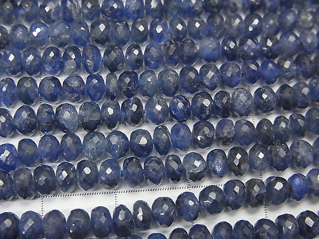 [Video] MicroCut!  Top Quality Sapphire AAA+ Faceted Button Rondelle  1/4 or 1strand beads (aprx.16inch/40cm)