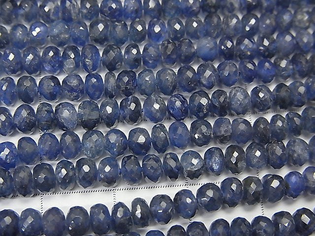 [Video] MicroCut!  Top Quality Sapphire AAA+ Faceted Button Roundel  1/4 or 1strand beads (aprx.16inch/40cm)