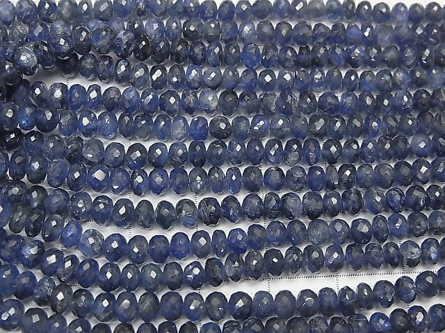[Video] MicroCut!  Top Quality Sapphire AAA+ Faceted Button Rondelle  1/4 or 1strand beads (aprx.16inch/40cm)