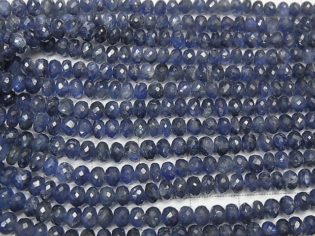 [Video] MicroCut!  Top Quality Sapphire AAA+ Faceted Button Roundel  1/4 or 1strand beads (aprx.16inch/40cm)