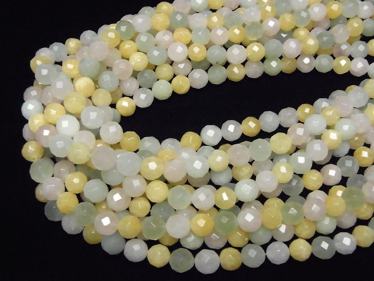 Perles rondes à 64 facettes en pierre mélangée 10 mm, demi-fil ou 1 fil (env. 15 pouces/38 cm)