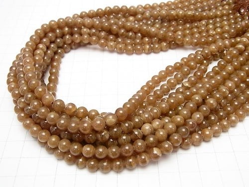 Brown color Rhodochrosite AA + Round 6 mm half or 1 strand beads (aprx.15 inch / 38 cm)