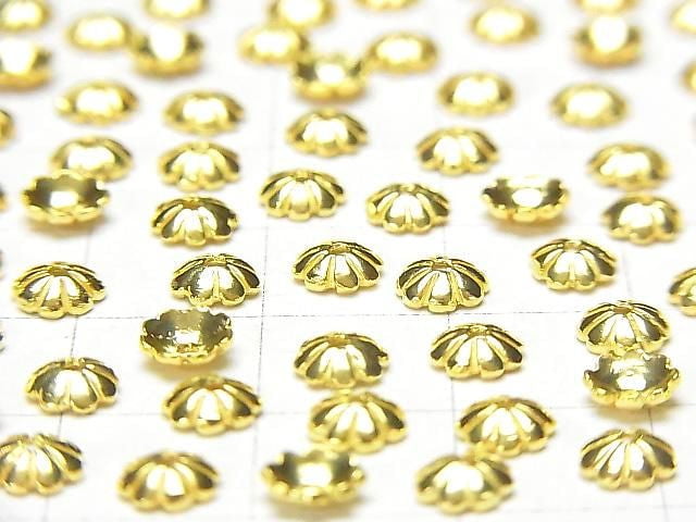 Silver 925 bead caps, 5x5x1.5mm, 18KGP, 4 pieces
