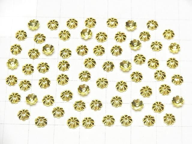 Silver 925 bead caps, 5x5x1.5mm, 18KGP, 4 pieces