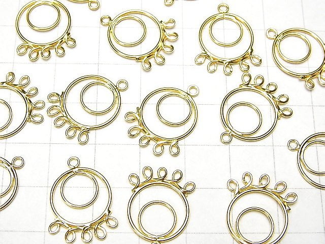 Silver925 Circle Chandelier Charm 19x13x1mm 18KGP 2pcs