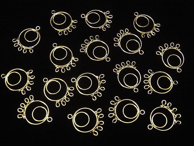 Silver925 Circle Chandelier Charm 19x13x1mm 18KGP 2pcs