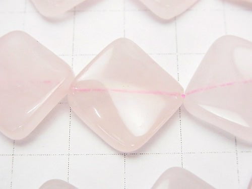 Rose Quartz AA++ Twist Diamond 20x20x6mm half or 1strand beads (aprx.15inch/36cm)