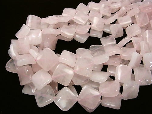 Rose Quartz AA++ Twist Diamond 20x20x6mm half or 1strand beads (aprx.15inch/36cm)