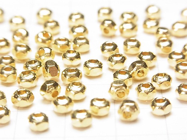 Karen Silver Faceted Button Roundel 4x4x3mm 18KGP 4pcs