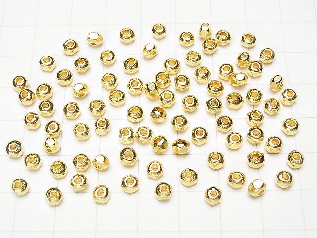 Karen Silver Faceted Button Roundel 4x4x3mm 18KGP 4pcs