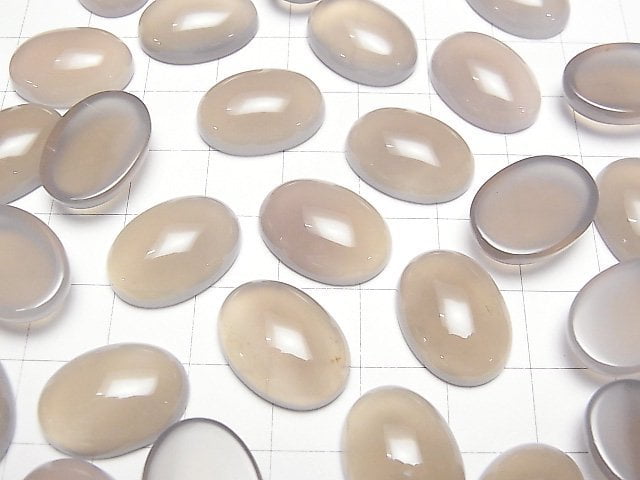 [Video] Gray Onyx AAA Oval Cabochon 18x13mm 3pcs