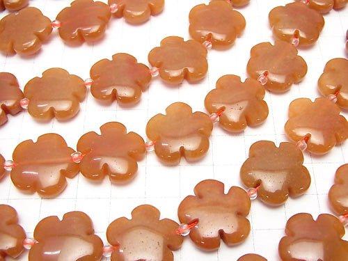 Orange Aventurine Flower 20 x 20 x 6 mm half or 1 strand beads (aprx.15 inch / 36 cm)