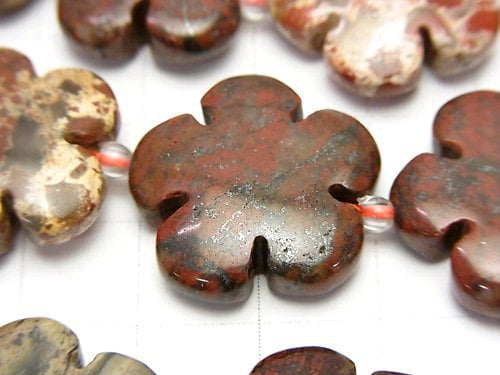 Poppy Jasper Flower 20x205x6mm half or 1strand beads (aprx.15inch / 36cm)