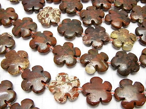 Poppy Jasper Flower 20x205x6mm half or 1strand beads (aprx.15inch / 36cm)