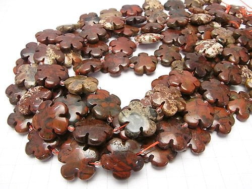 Poppy Jasper Flower 20x205x6mm half or 1strand beads (aprx.15inch / 36cm)