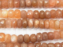 [Video] High Quality Orange Moonstone AAA - AAA - Faceted Button Rondelle Color gradation half or 1strand beads (aprx.7inch / 18 cm)