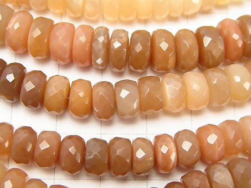 High Quality Orange Moonstone AAA - AAA- Faceted Button Roundel Color Gradation half or 1strand beads (aprx.7inch / 18 cm)