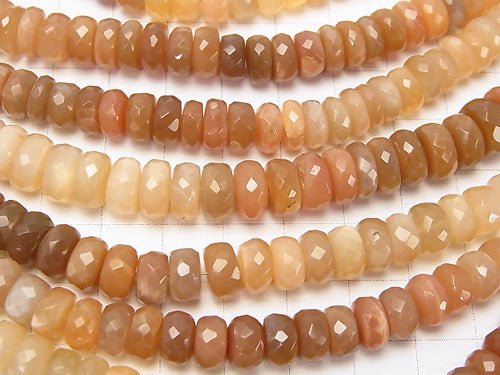 High Quality Orange Moonstone AAA - AAA- Faceted Button Roundel Color Gradation half or 1strand beads (aprx.7inch / 18 cm)