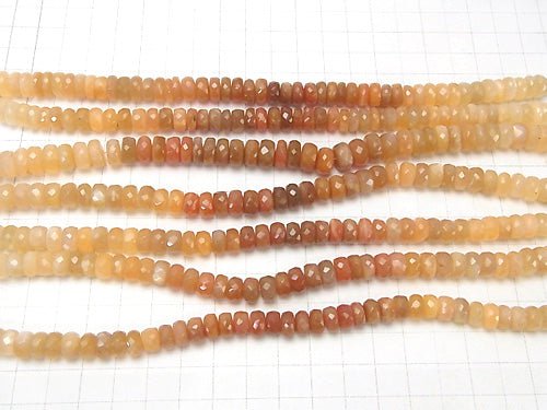 High Quality Orange Moonstone AAA - AAA- Faceted Button Roundel Color Gradation half or 1strand beads (aprx.7inch / 18 cm)