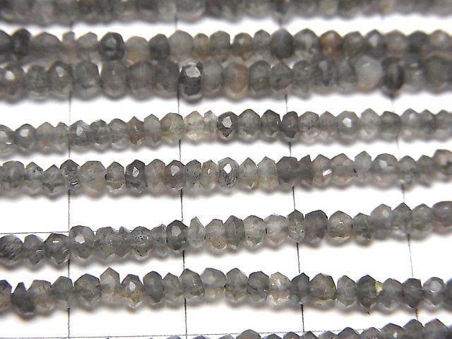1strand $15.99! High Quality Black Moonstone AAA Faceted Button Rondelle 1strand beads (aprx.13inch / 32cm)
