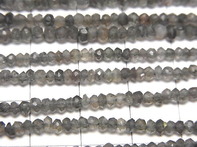 1strand $15.99! High Quality Black Moonstone AAA Faceted Button Roundel 1strand beads (aprx.13inch / 32cm)