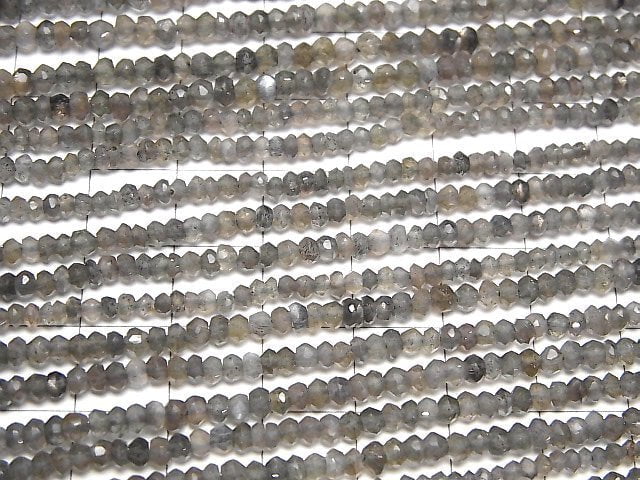 1strand $15.99! High Quality Black Moonstone AAA Faceted Button Rondelle 1strand beads (aprx.13inch / 32cm)