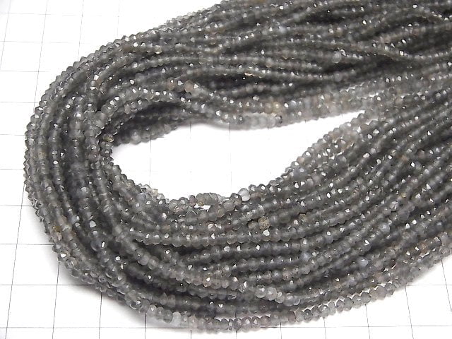 1strand $15.99! High Quality Black Moonstone AAA Faceted Button Rondelle 1strand beads (aprx.13inch / 32cm)