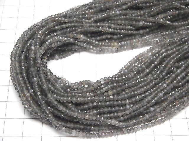 1strand $15.99! High Quality Black Moonstone AAA Faceted Button Roundel 1strand beads (aprx.13inch / 32cm)