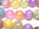 [Video] 7 color multi color Cracked Crystal Round 12 mm half or 1 strand beads (aprx.15 inch / 37 cm)