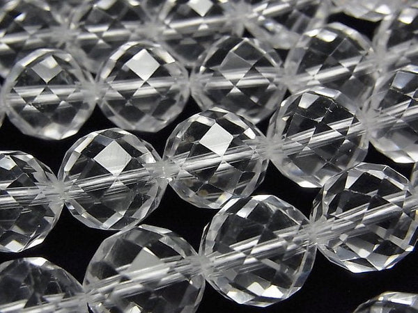 Crystal Quartz, Faceted Round Gemstone Beads