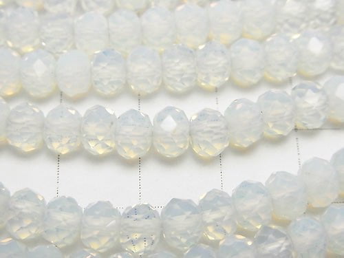 High quality! 1strand $9.79! Synthetic Opal Faceted Button Roundel 6x6x4 White 1strand (aprx.15inch / 36cm)