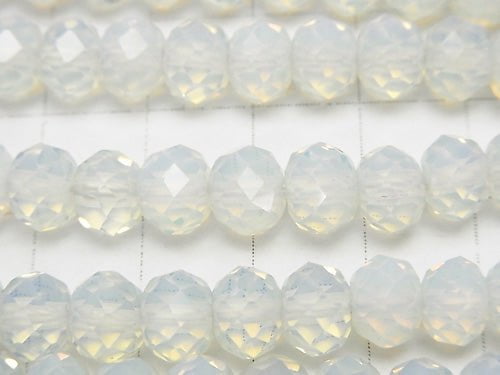 High Quality! Opalite Faceted Button Roundel 7x7x5 White half or 1strand beads (aprx.15inch / 36cm)