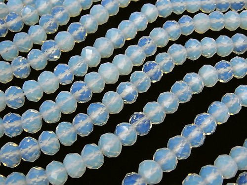 High Quality! Opalite Faceted Button Roundel 7x7x5 White half or 1strand beads (aprx.15inch / 36cm)