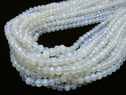 High Quality! Opalite Faceted Button Roundel 7x7x5 White half or 1strand beads (aprx.15inch / 36cm)