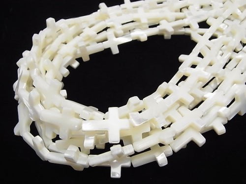 Mother of Pearl MOP White Cross [9x7][10x7][11x9][14x10][18x13][20x15] 1strand beads (aprx.15inch/36cm)