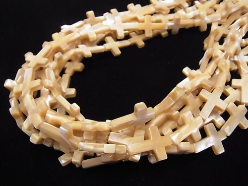 Mother of Pearl MOP Cross [9 x 7] [15 x 10] [18 x 13] [20 x 15] beige 1 strand