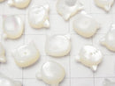 White Shell (Silver-lip Oyster) AAA Cat Motif 10x9mm [Half Drilled Hole (Back)] 1pc