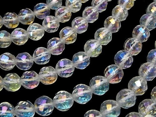 Aqua Crystal  Twist 72Faceted Round 8mm half or 1strand beads (aprx.15inch/38cm)